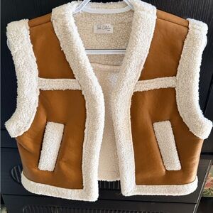 Brown and White Sherpa Vest